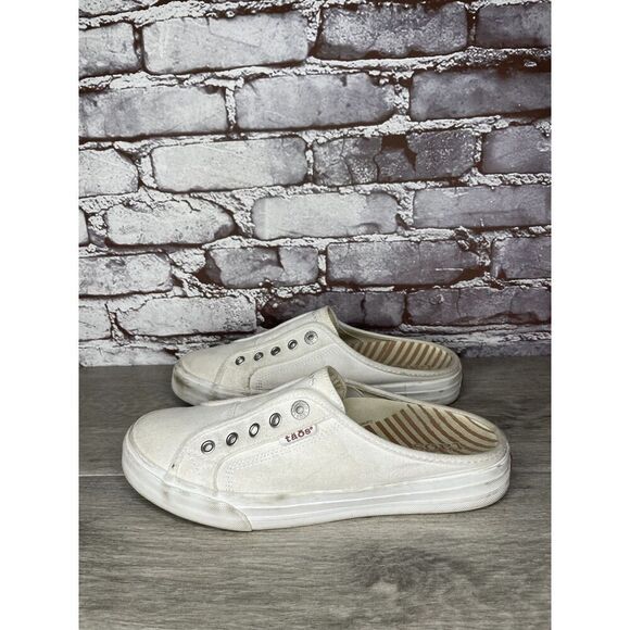 TAOS Ez Soul White Canvas Fabric Slip On Mule Sneakers Women’s Sz 9.5M US/40EU - Picture 14 of 16